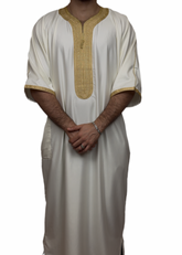 Marokkanische Qamis Weiß Gold Matt
