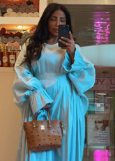 Satin Glanz Abaya - Babyblue