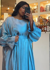 Satin Glanz Abaya - Blue