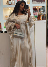 Satin Glanz Abaya - Creme