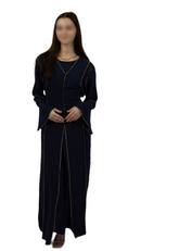 Goldenverzierter Zweiteiler - Marineblau