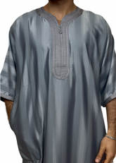 Marokkanische Qamis Grau Glanz für Herren