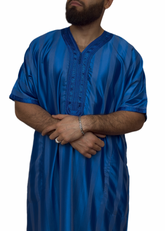 Marokkanische Qamis Blau Glanz für Herren