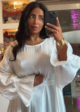 Satin Glanz Abaya - White