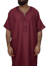 Marokkanische Qamis Bordeaux rot für Herren