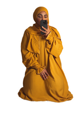 Baumwoll-Gebetskleid Einteilig - Senf