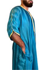 Marokkanische Qamis - Türkis Gold