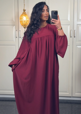 Ballonärmel Medina – Seide-Look - Bordeauxrot