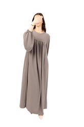 Ballonärmel Medina – Seide-Look - Taupe