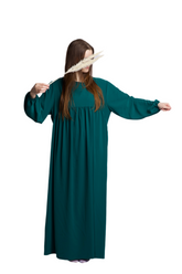 Ballonärmel Medina – Seide-Look - Blaugrün