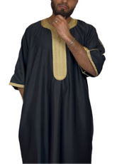 Marokkanische Qamis Schwarz Gold