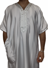 Marokkanische Qamis Weiß Glanz für Herren