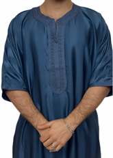 Marokkanische Qamis Glanz Marineblau für Herren