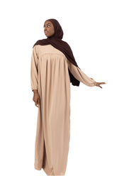 Ballonärmel Abaya für Große Frauen - Beige