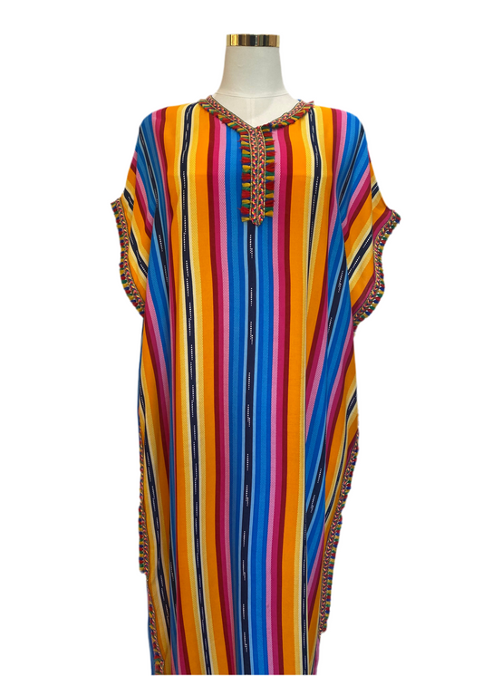 Marokkanische Gandoura Bunt Blau