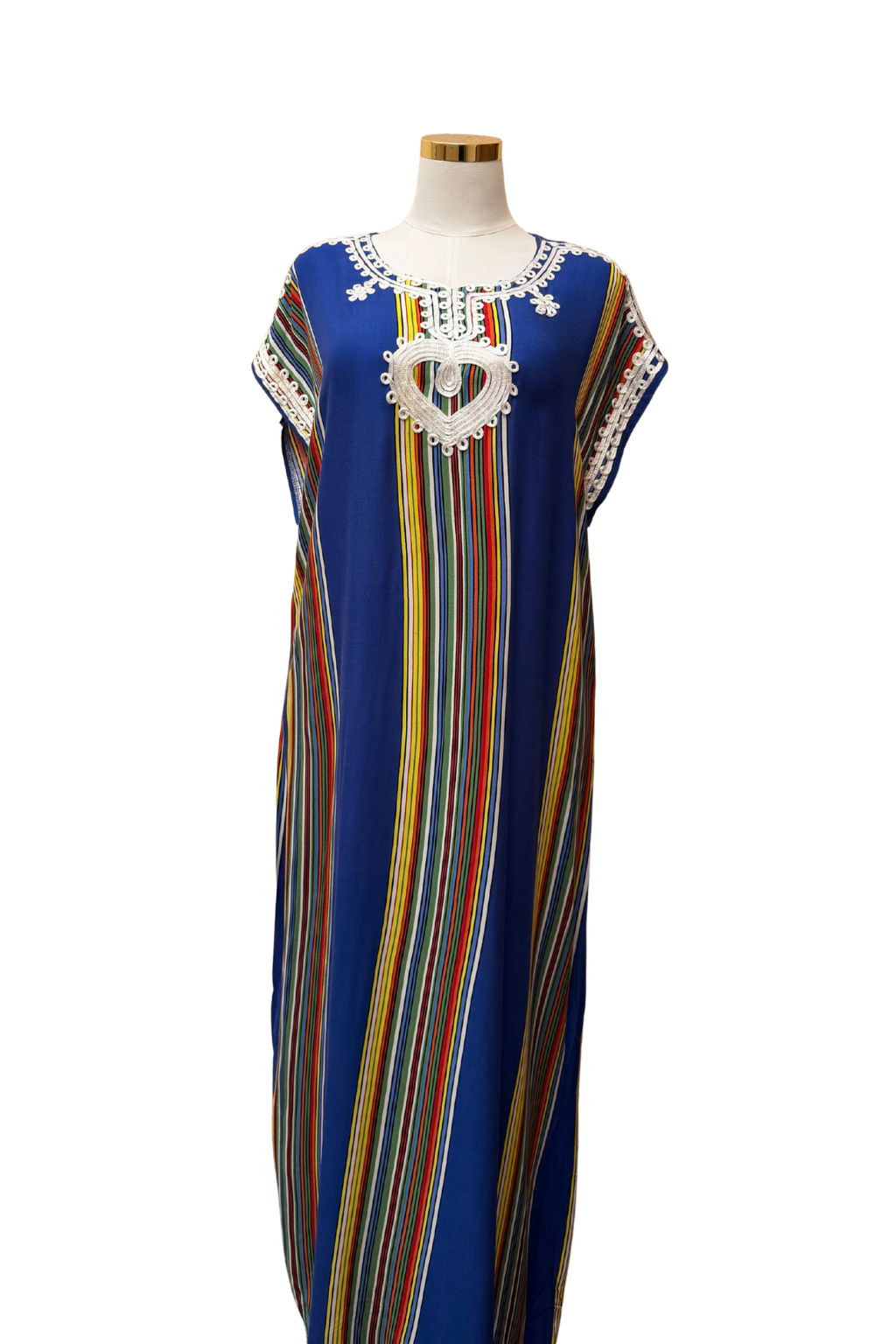 Premium Gandoura Kleid Damen Kaftan Sommerkleid Oversize Herzstickerei