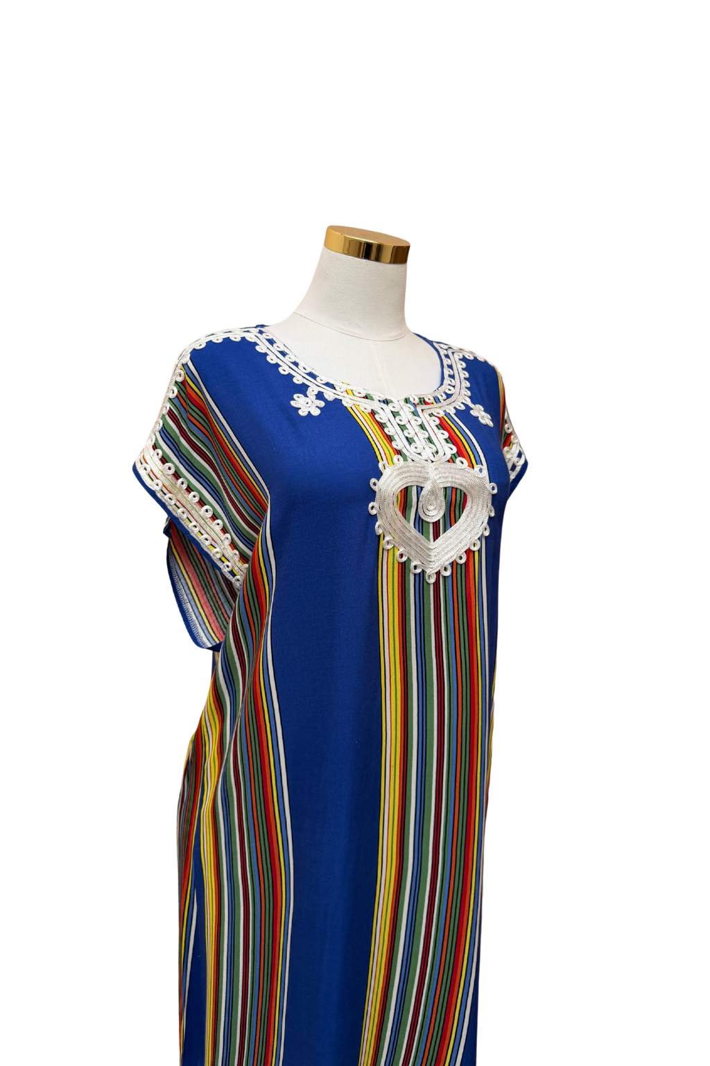 Premium Gandoura Kleid Damen Kaftan Sommerkleid Oversize Herzstickerei