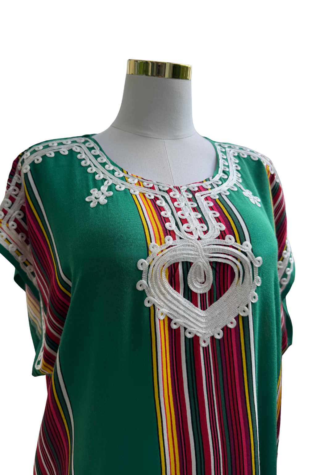 Premium Gandoura Kleid Damen Kaftan Sommerkleid Oversize Herzstickerei