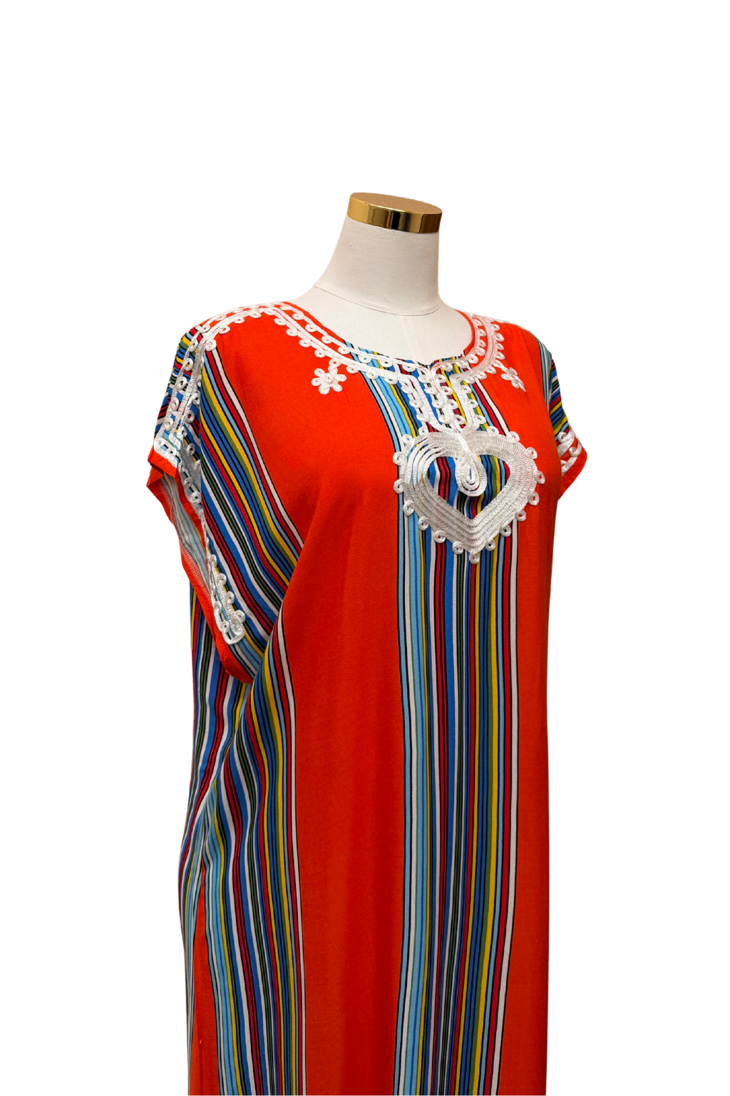 Premium Gandoura Kleid Damen Kaftan Sommerkleid Oversize Herzstickerei