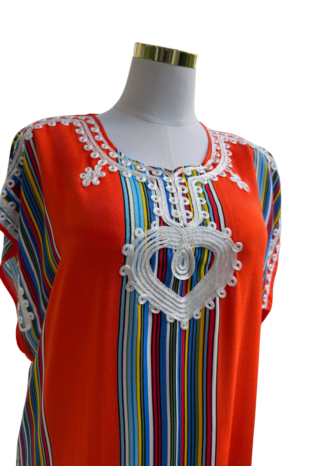 Premium Gandoura Kleid Damen Kaftan Sommerkleid Oversize Herzstickerei