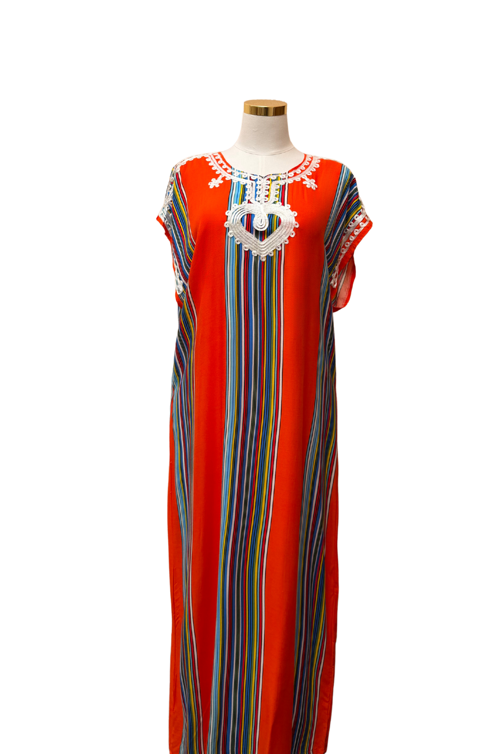 Premium Gandoura Kleid Damen Kaftan Sommerkleid Oversize Herzstickerei
