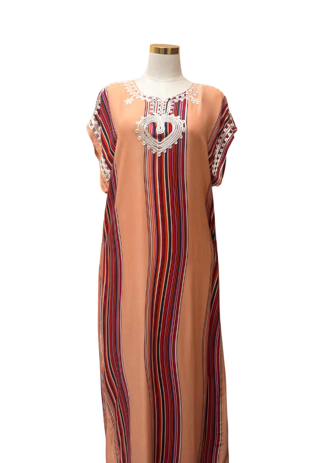 Premium Gandoura Kleid Damen Kaftan Sommerkleid Oversize Herzstickerei
