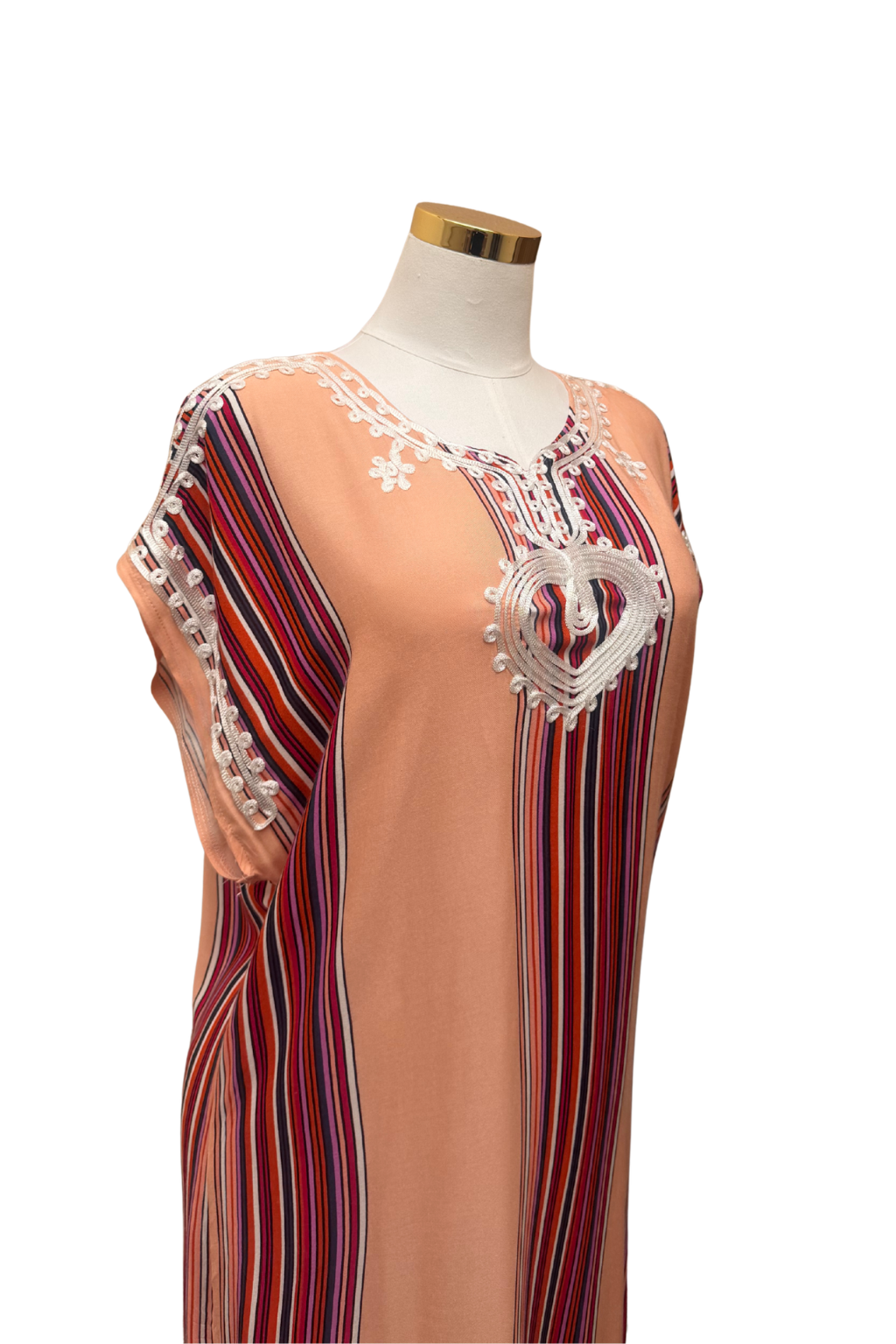 Premium Gandoura Kleid Damen Kaftan Sommerkleid Oversize Herzstickerei