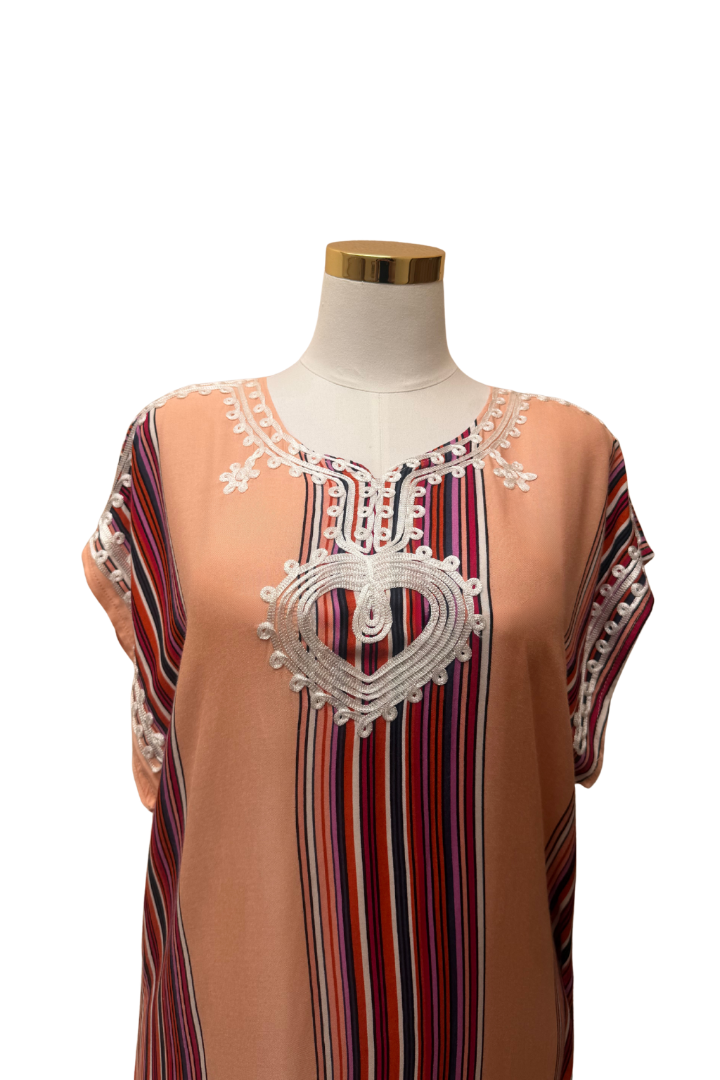 Premium Gandoura Kleid Damen Kaftan Sommerkleid Oversize Herzstickerei