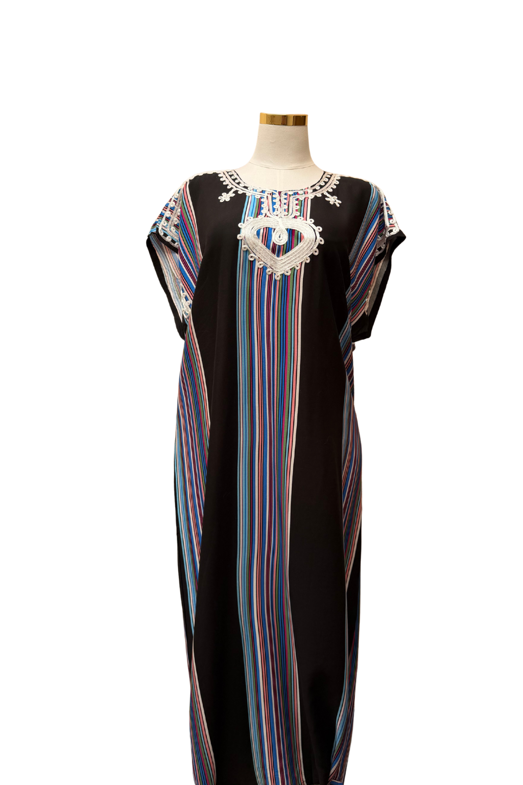 Premium Gandoura Kleid Damen Kaftan Sommerkleid Oversize Herzstickerei