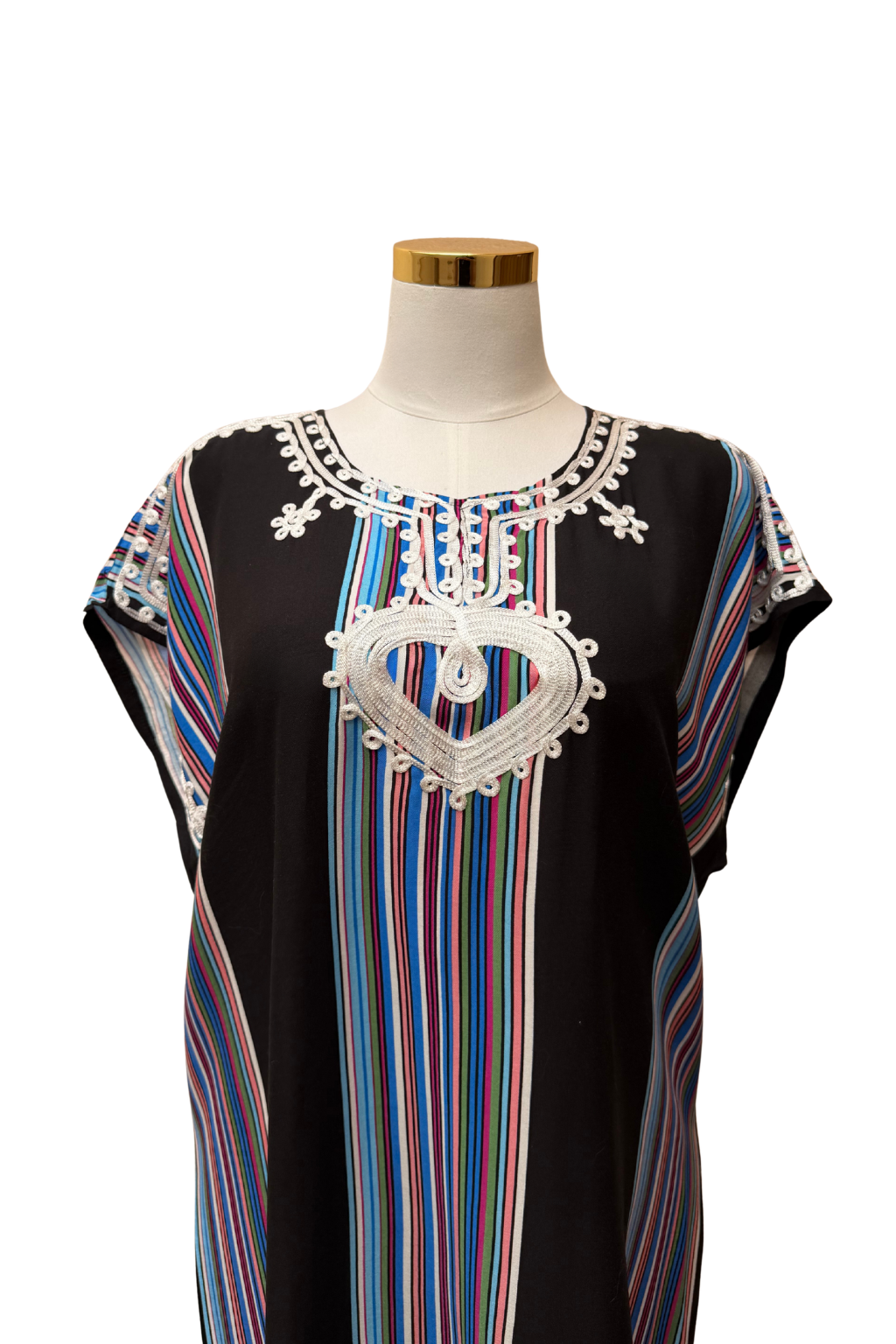 Premium Gandoura Kleid Damen Kaftan Sommerkleid Oversize Herzstickerei