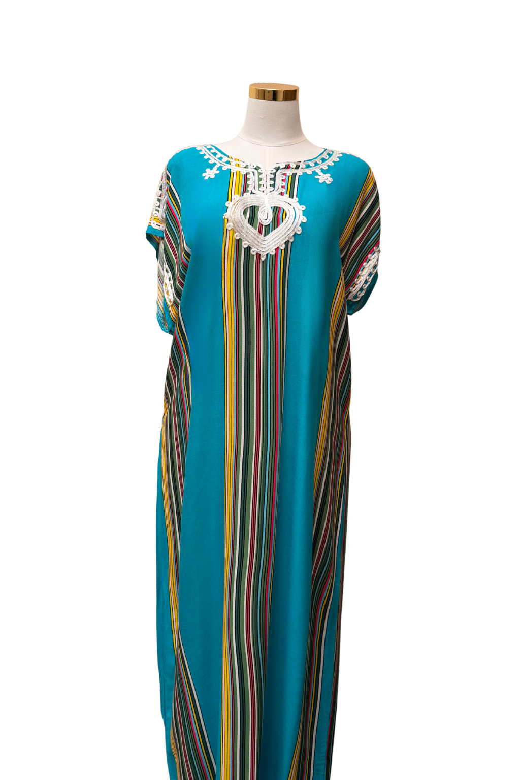 Premium Gandoura Kleid Damen Kaftan Sommerkleid Oversize Herzstickerei